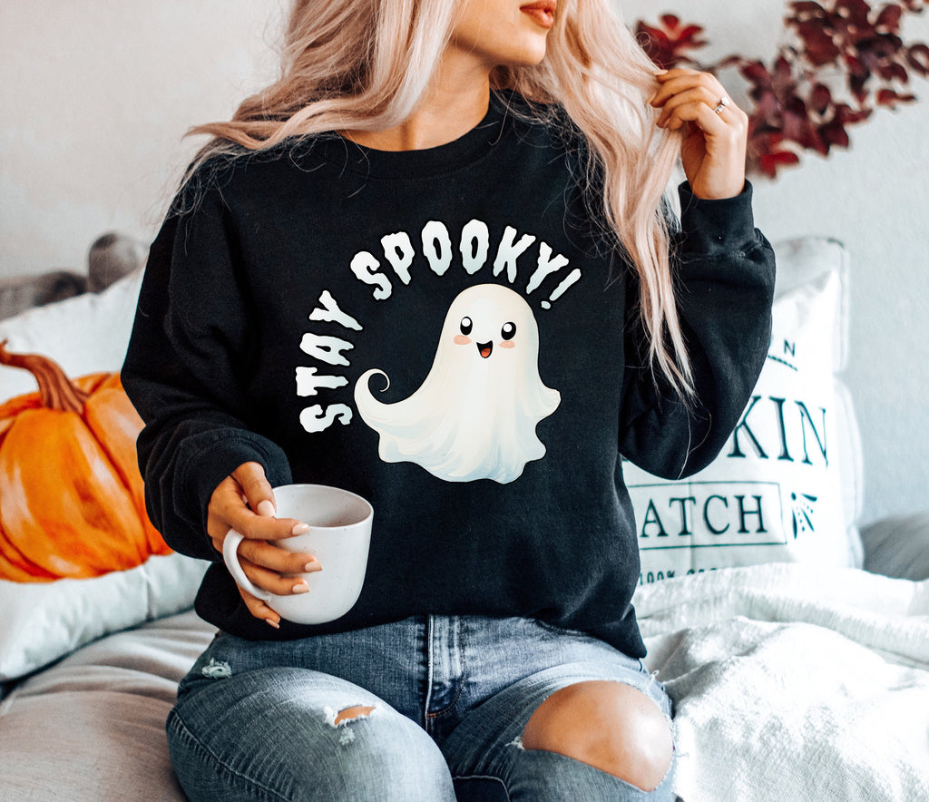 Stay Spooky Halloween Shirt, Spooky Cute Vibe Crewneck Sweatshirt Sweater, Cool Halloween T-shirt Costume, Funny Halloween Graphic Tee