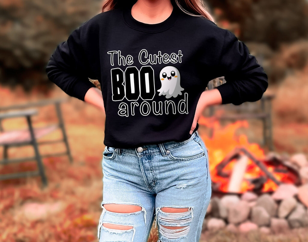 Cutest Boo Halloween Shirt, Cute Crewneck Sweatshirt Sweater Costume, Spooky Vibe Ghost T-shirt, Matching Family Halloween Graphic Tee