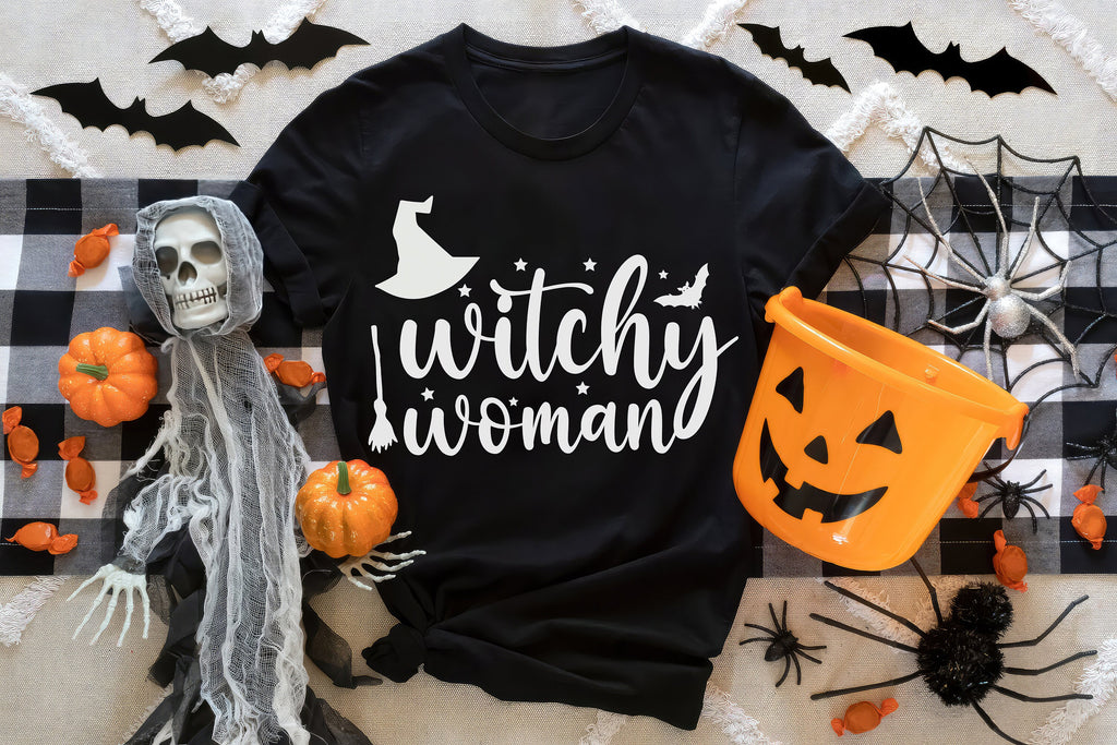 Witchy Halloween Shirt, Crewneck Sweatshirt Witch Sweater Costume, Spooky Cute T-shirt Graphic Tee