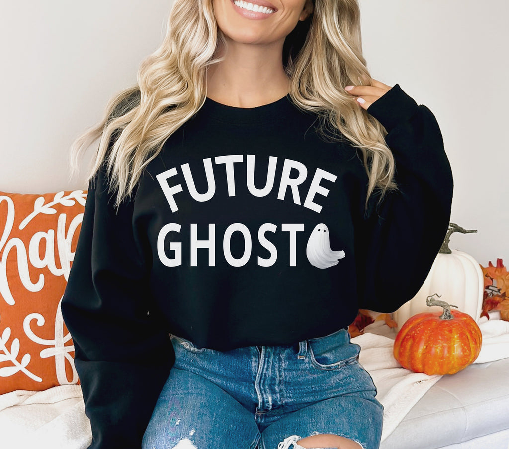 Future Ghost Halloween Shirt, Cute Crewneck Sweatshirt Sweater Costume, Spooky Funny Graphic Tee