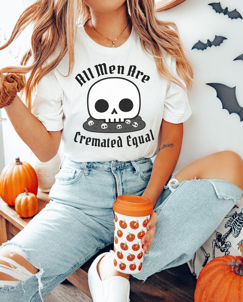 Cremated Equal Halloween Shirt, Funny Crewneck Sweatshirt Sweater Costume, Spooky Goth Kawaii Dark Humor Graphic Tee