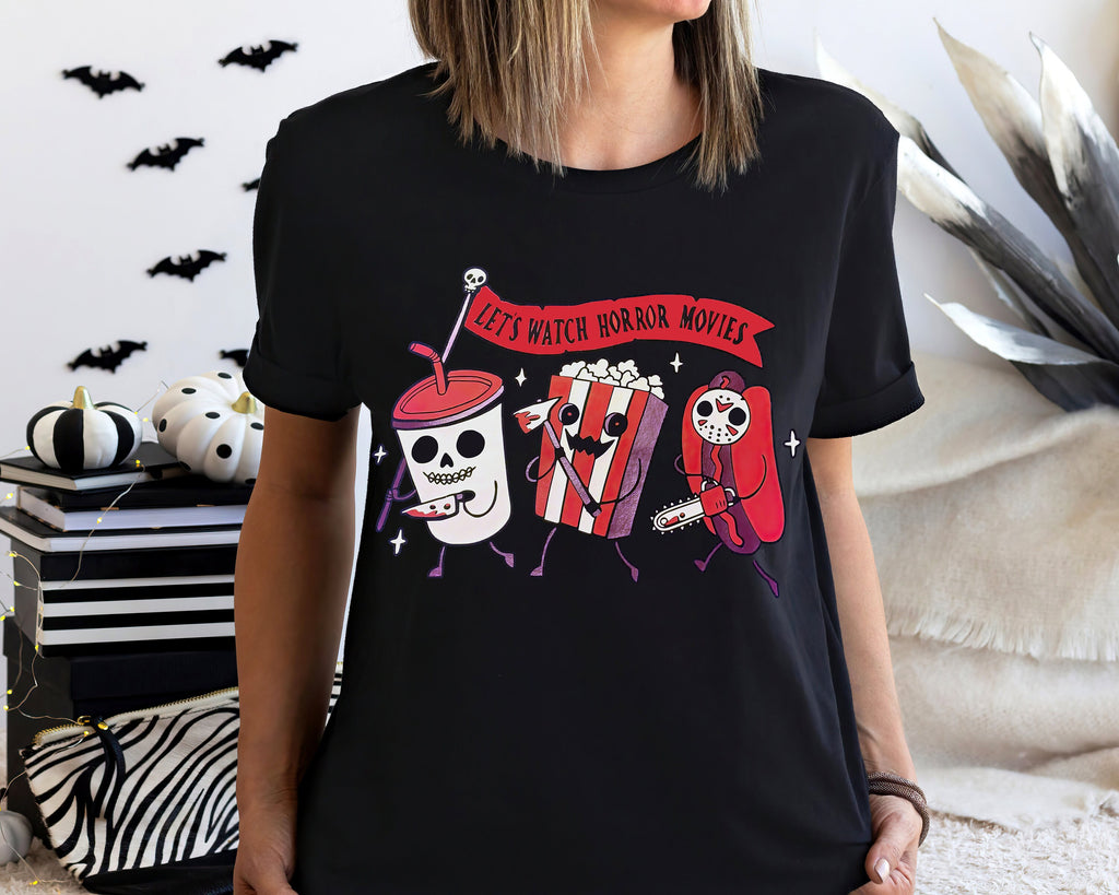 Retro Halloween Sweatshirt, Scary Horror Movies Shirt Crewneck Sweater Costume, Spooky Graphic Tee