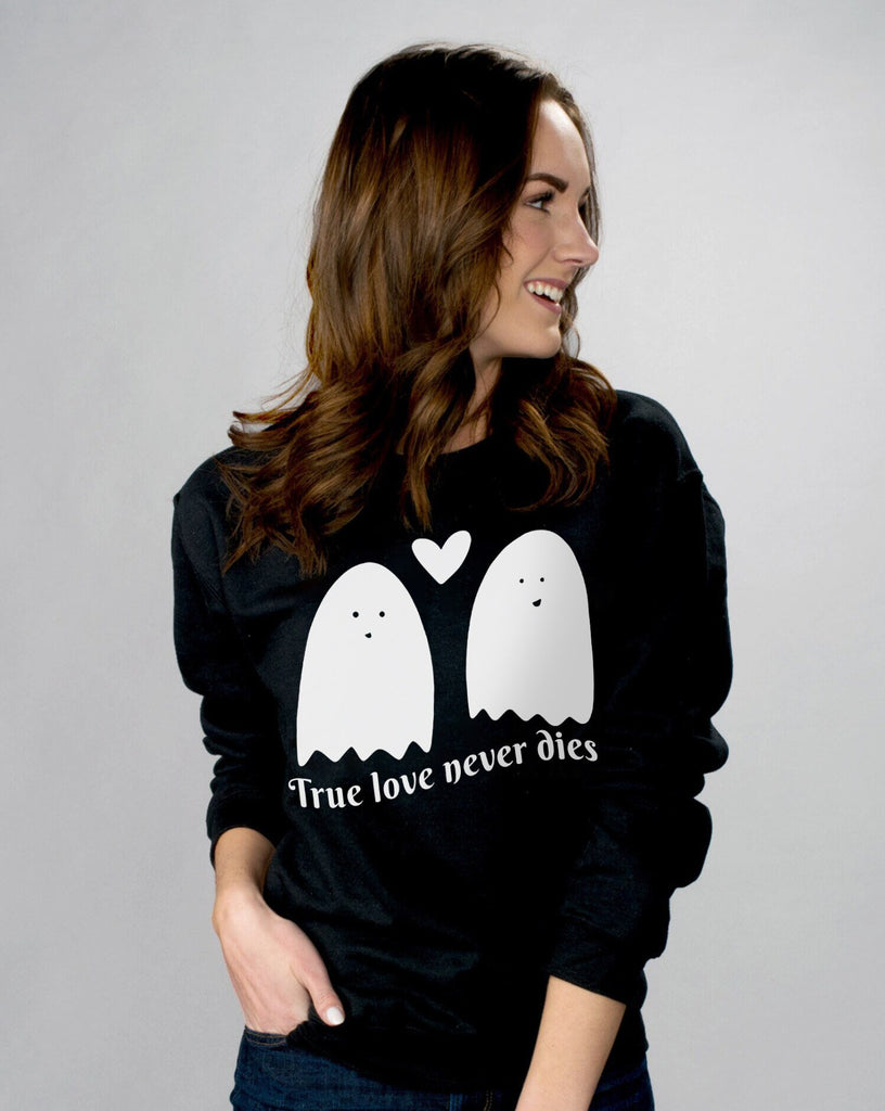 Romantic Ghosts Halloween Sweatshirt, Crewneck Sweater Shirt Costume, True Love Never Dies Graphic Tee
