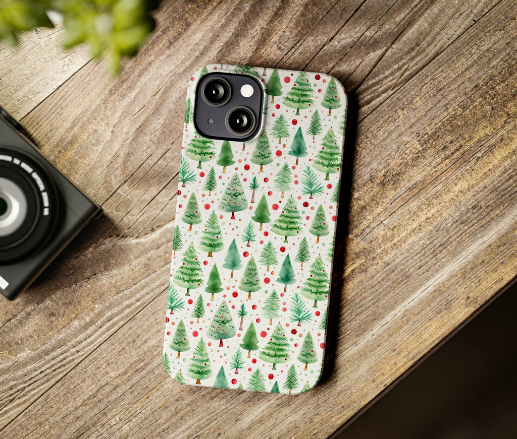 Christmas Tree Holiday iPhone Case 14 13 12 11 Pro XR, Winter Season Protective Cover Case