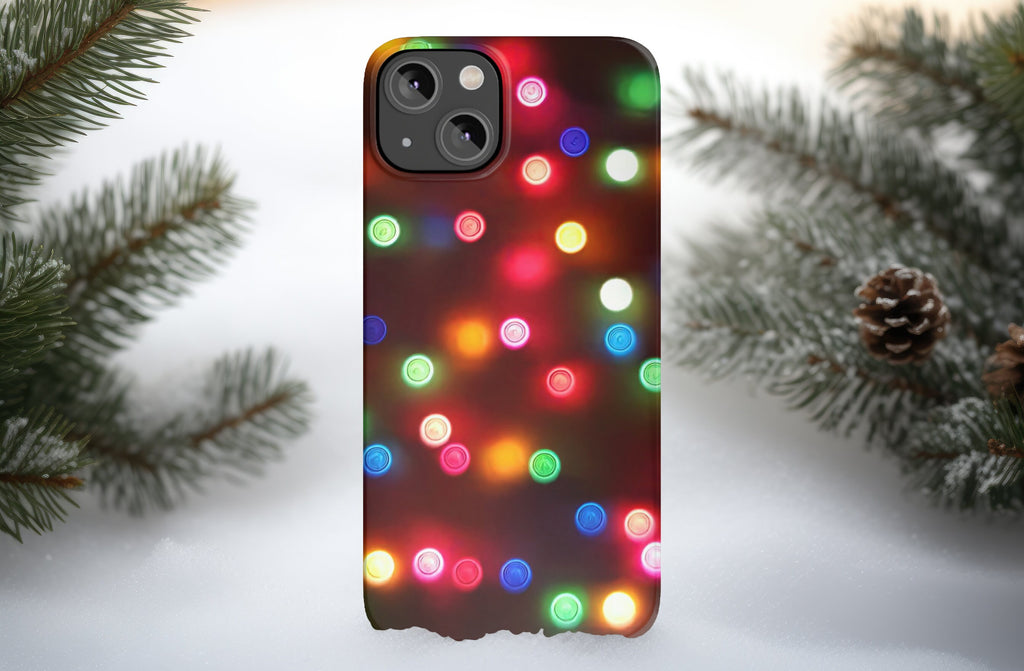 Christmas Lights Holiday iPhone Case 14 13 12 11 Pro XR, Winter Season Protective Cover Case
