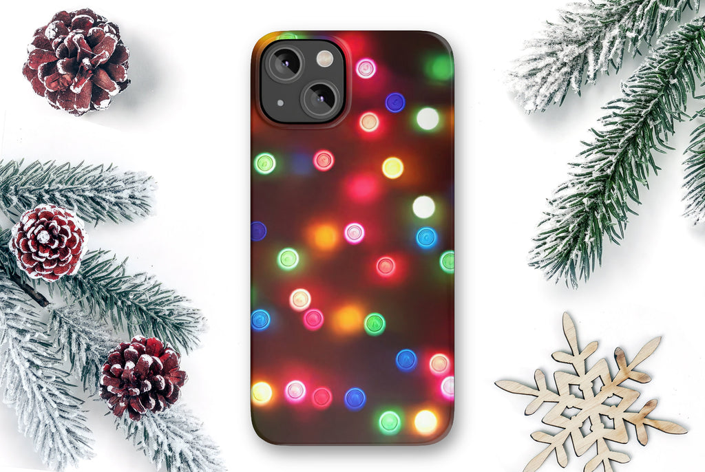 Christmas Lights Holiday iPhone Case 14 13 12 11 Pro XR, Winter Season Protective Cover Case