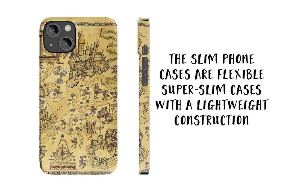 Wizard School Wizarding World Map iPhone Case 14 13 12 11 Pro XR, Tough Potter Cover, Magic Harry Fantasy Gift