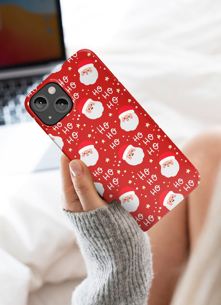 Christmas Kawaii Santa Clause iPhone Case 14 13 12 11 Pro XR, Holiday Winter Protective Cover Case
