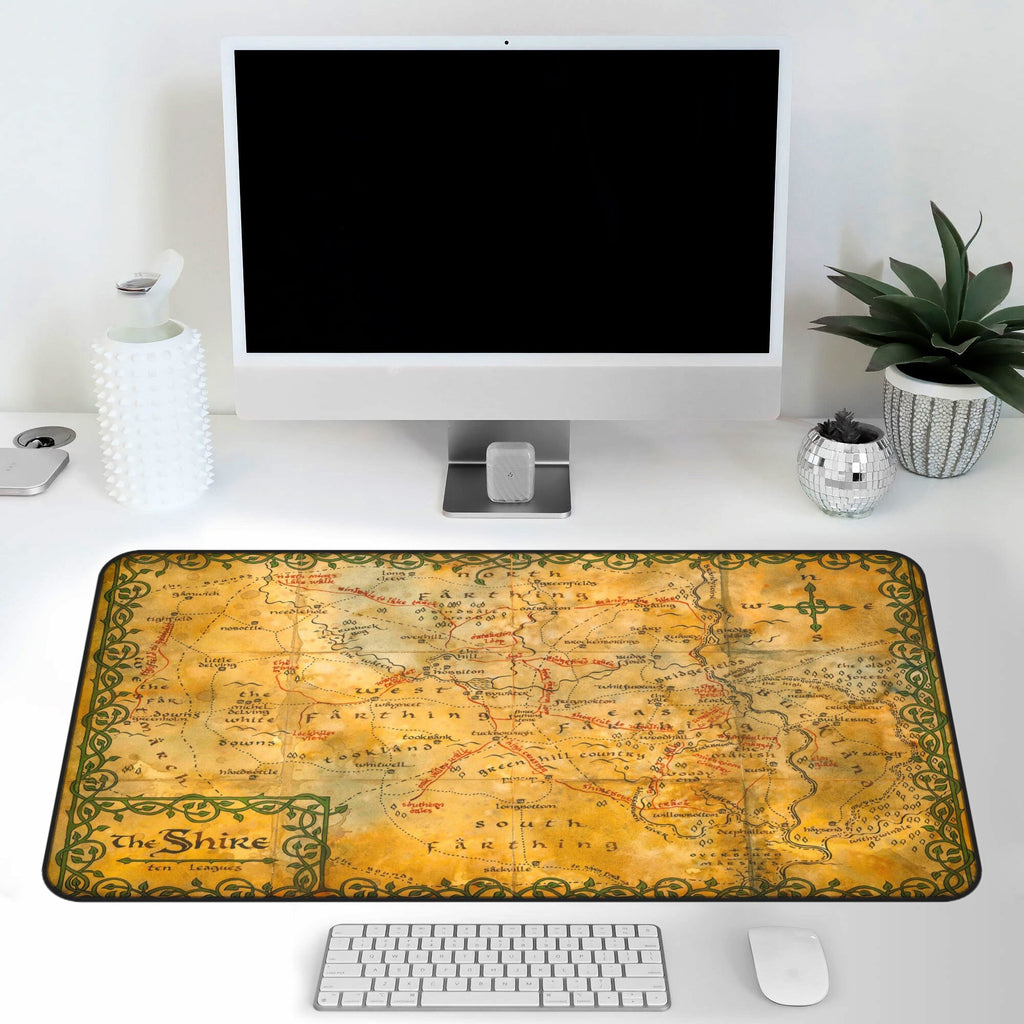 Lord of the Rings Shire Map Desk Mat, Middle Earth Mouse Pad, LOTR Tolkien Gifts, Hobbiton Fantasy Home Office Decor