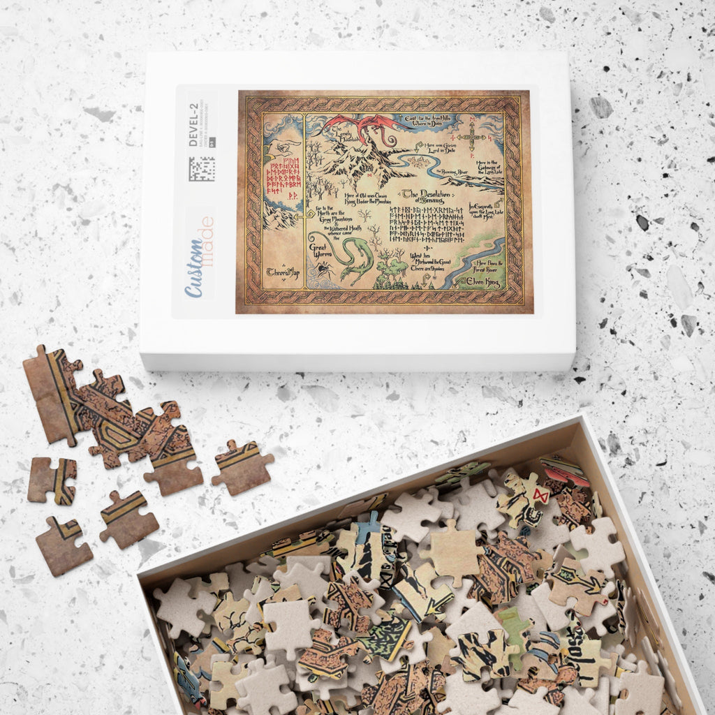 Thorin's Map Hobbit Jigsaw Puzzle, Lord of the Rings Middle Earth Game, Tolkien LOTR Fantasy Gift (110, 252, 500, or 1014 pieces)