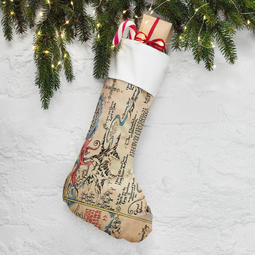 Hobbit Map Christmas Stocking, Lord of the Rings Middle Earth Tolkien LOTR Fantasy Christmas Gift