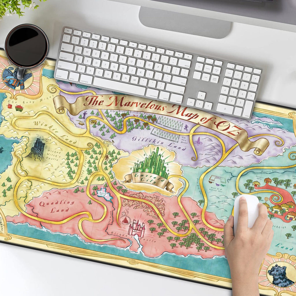 Land of Oz Map Desk Mat, Wizard of Oz Mouse Pad, Wicked Fantasy Gifts, The Wiz Home Office Decor