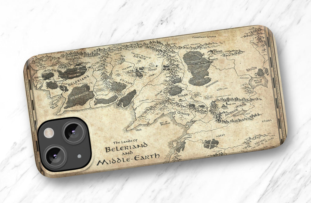 Lord of the Rings Beleriand Middle Earth iPhone Case 14 13 12 11 Pro XR, LOTR Silmarillion Hard Tough Cover, Tolkien Fantasy Gift