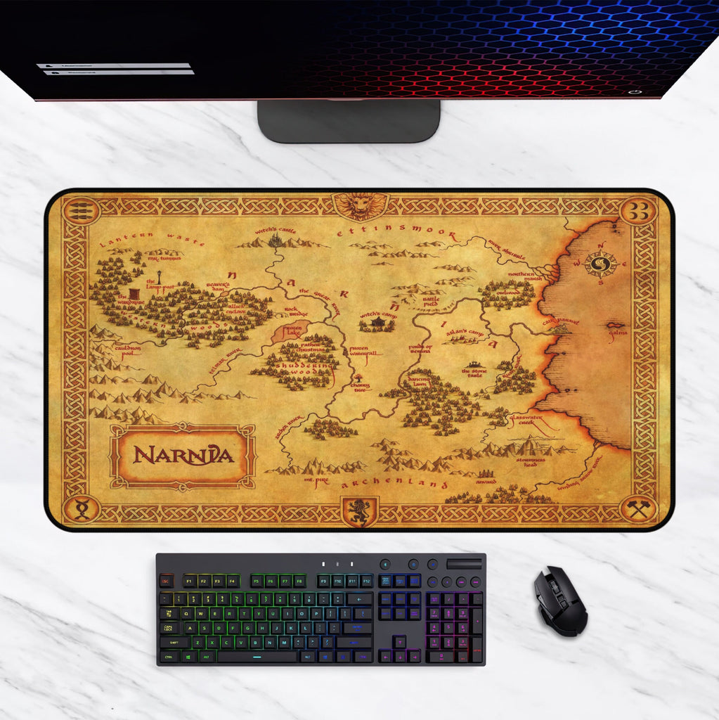 Chronicles of Narnia Map Desk Mat Fantasy Mouse Pad, The Lion Witch and Wardrobe Gifts, Home Office Decor