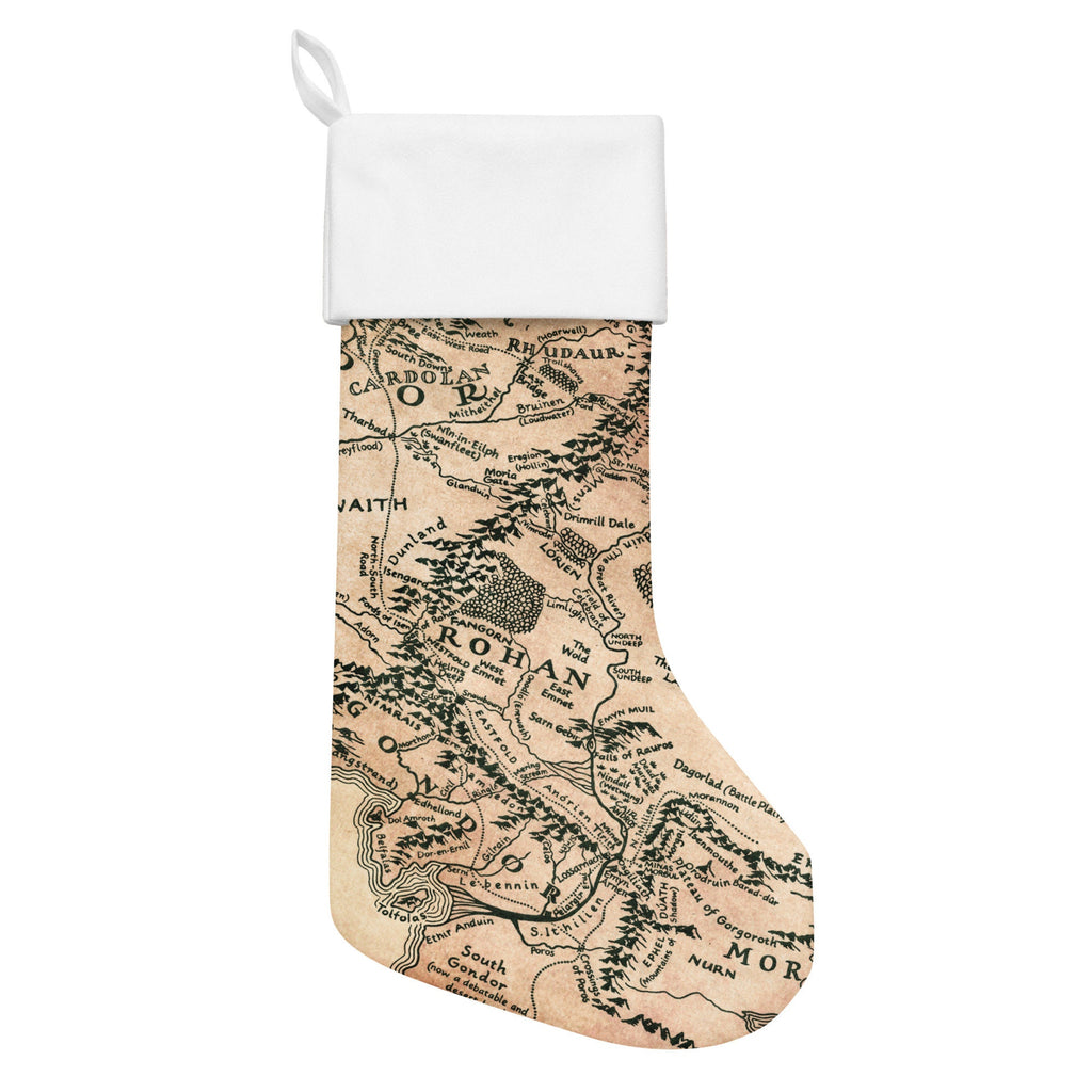 Middle Earth Map Christmas Stocking, Lord of the Rings Tolkien LOTR Fantasy Christmas Gift