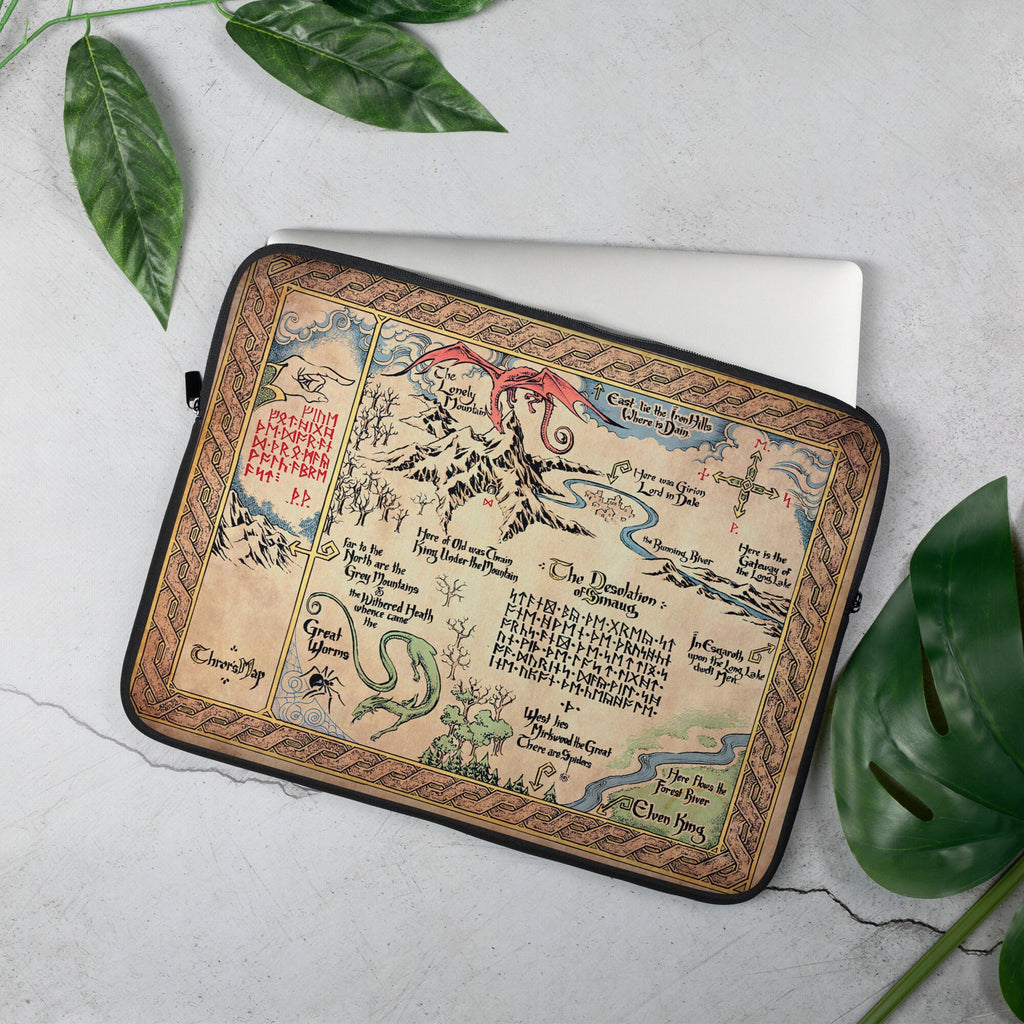 Hobbit Map Laptop Sleeve, Lord of the Rings Middle Earth Laptop Case, Tolkien LOTR Fantasy Gift