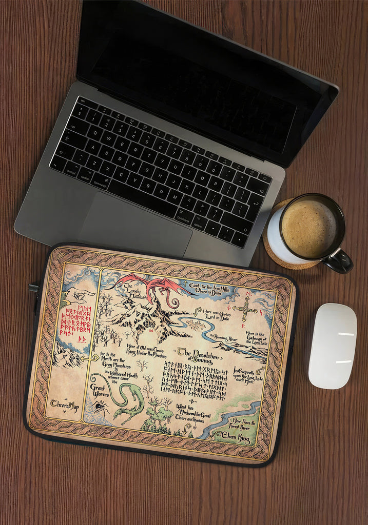 Hobbit Map Laptop Sleeve, Lord of the Rings Middle Earth Laptop Case, Tolkien LOTR Fantasy Gift