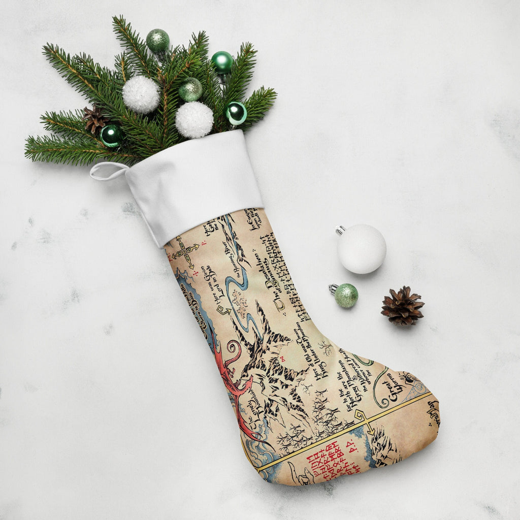 Hobbit Map Christmas Stocking, Lord of the Rings Middle Earth Tolkien LOTR Fantasy Christmas Gift