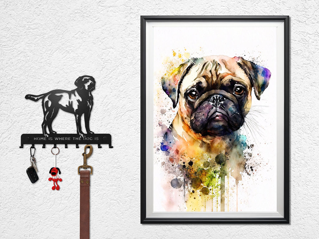 Pug Dog Watercolor Portrait Painting Wall Art Print Cute Pet Keepsake Gift Dog Lover Adorable Canine Home Decor for Puppy Dog Lovers!