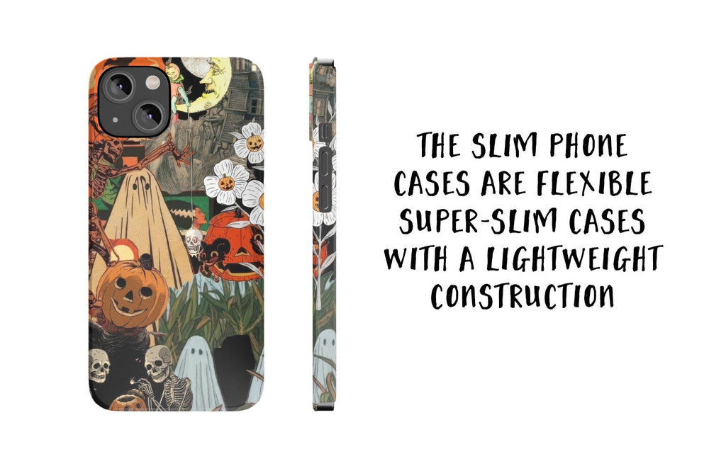 Halloween Vintage Collage iPhone Case 14 13 12 11 Pro XR, Retro Spooky Hard Tough Protective Cover Case