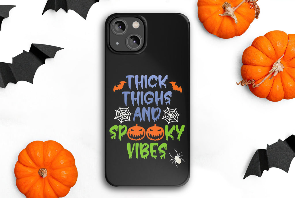 Halloween Spooky Season iPhone Case 14 13 12 11 Pro XR, Thick Thighs and Spooky Vibes Protective Cover Case