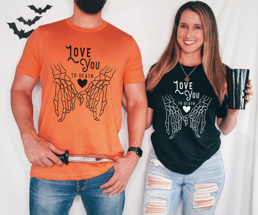 Romantic Skeleton Shirt, Crewneck Sweatshirt Sweater Halloween Gothic Valentines Day, Love You to Death Romance Graphic Tee