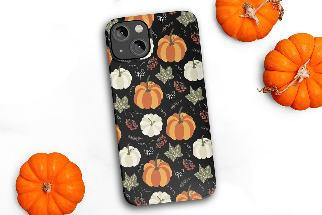 Halloween Pumpkins Phone Case, Autumn Fall iPhone 14 13 12 11 Pro XR Case, Seasonal iPhone Hard Tough Cover, Fall Lover Gift
