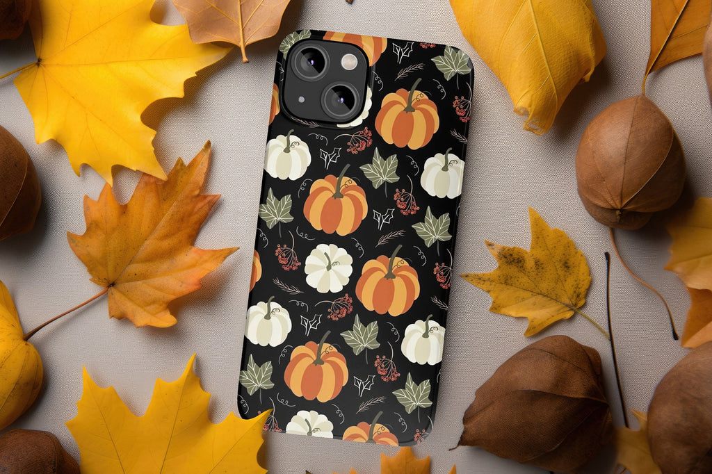 Halloween Pumpkins Phone Case, Autumn Fall iPhone 14 13 12 11 Pro XR Case, Seasonal iPhone Hard Tough Cover, Fall Lover Gift