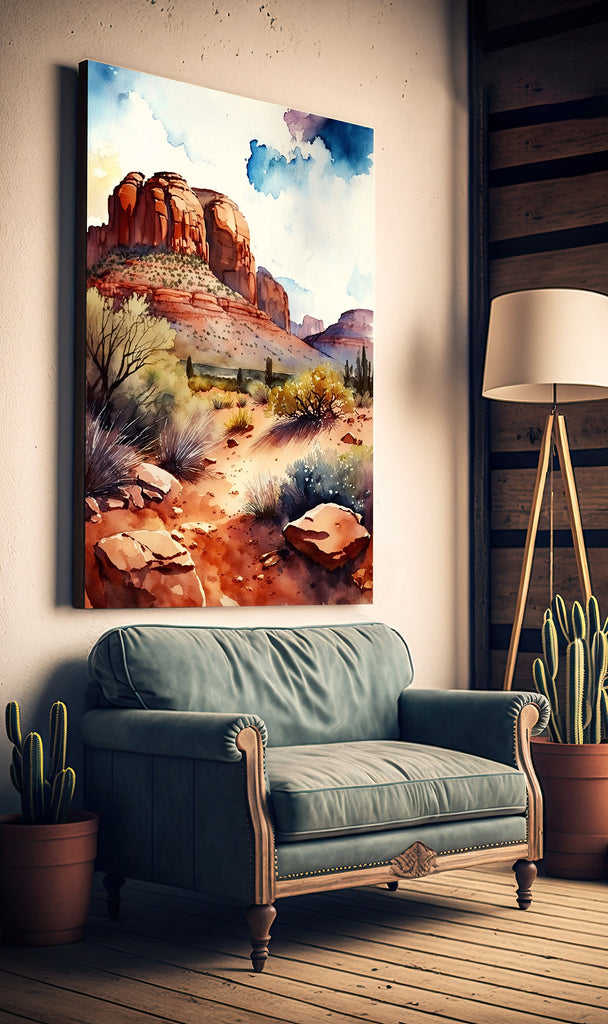 Watercolor Sedona Print Arizona Southwest Wall Art Landscape Art Gift Desert Home Western Decor