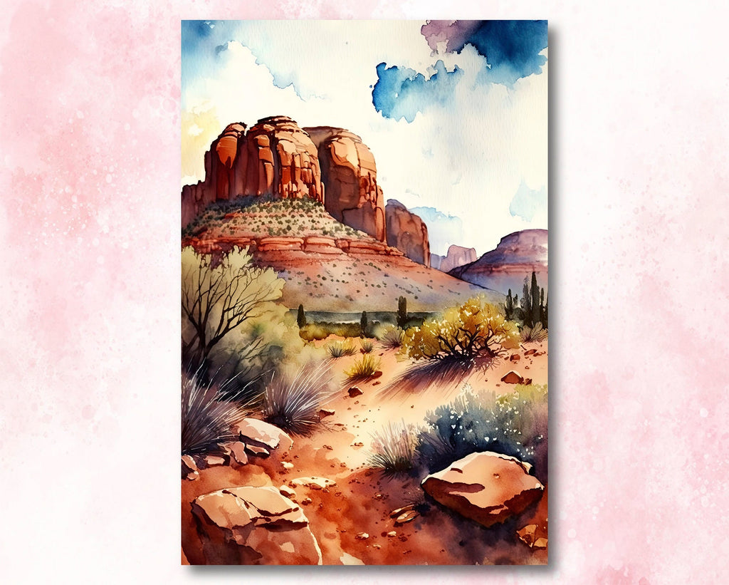 Watercolor Sedona Print Arizona Southwest Wall Art Landscape Art Gift Desert Home Western Decor