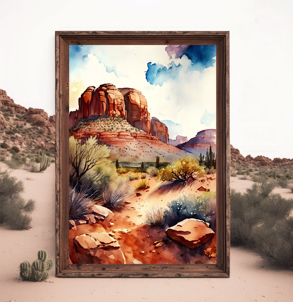 Watercolor Sedona Print Arizona Southwest Wall Art Landscape Art Gift Desert Home Western Decor