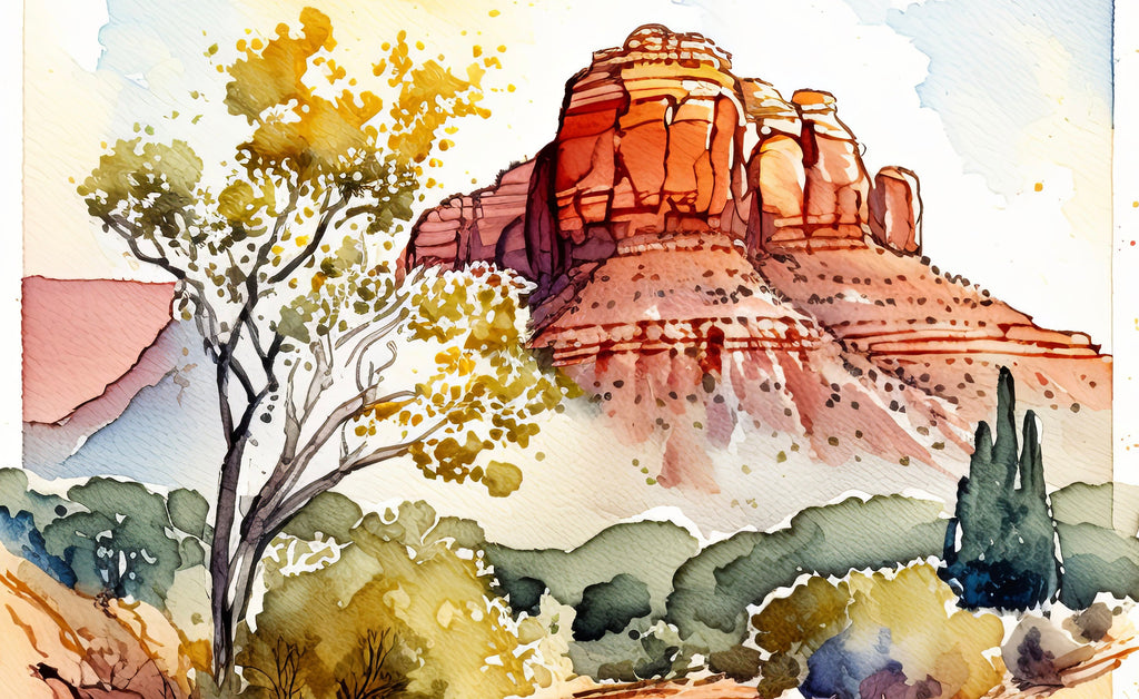 Watercolor Sedona Print Arizona Southwest Wall Art Landscape Art Gift Desert Home Western Decor