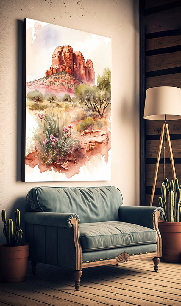 Watercolor Sedona Print Arizona Southwest Wall Art Landscape Art Gift Desert Home Western Decor