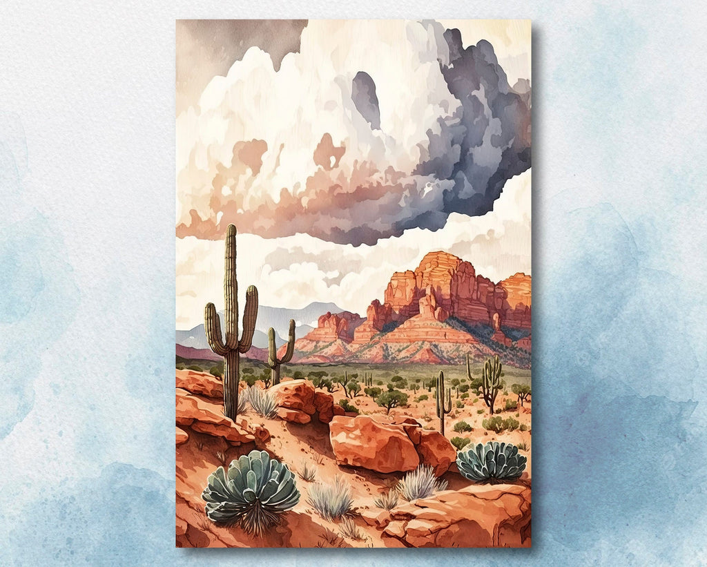 Watercolor Sedona Print Arizona Southwest Wall Art Landscape Art Gift Desert Home Western Decor