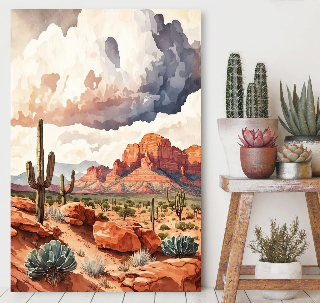 Watercolor Sedona Print Arizona Southwest Wall Art Landscape Art Gift Desert Home Western Decor