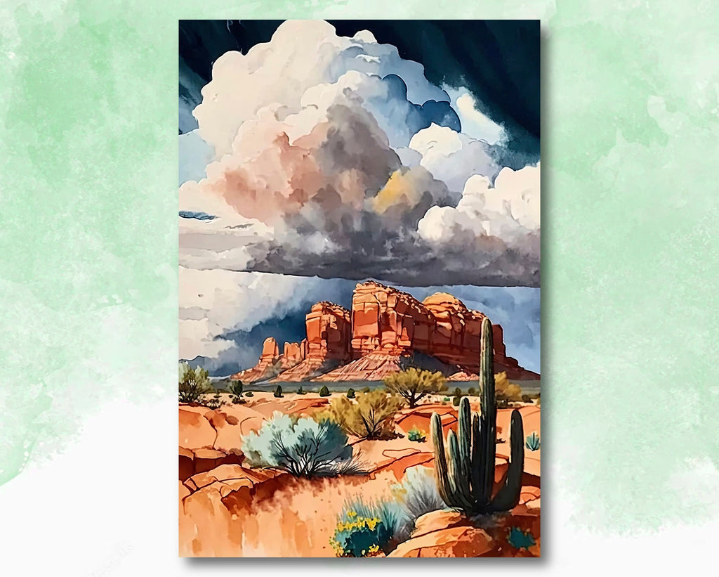 Watercolor Sedona Print Arizona Southwest Wall Art Landscape Art Gift Desert Home Western Decor