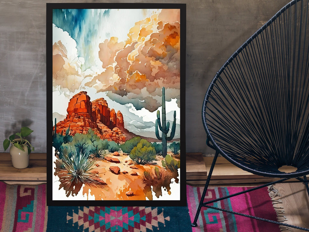 Watercolor Sedona Print Arizona Southwest Wall Art Landscape Art Gift Desert Home Western Decor