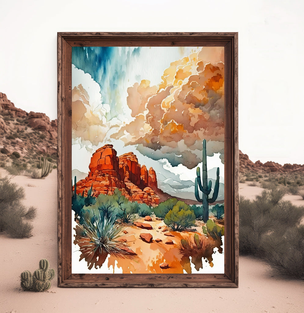 Watercolor Sedona Print Arizona Southwest Wall Art Landscape Art Gift Desert Home Western Decor