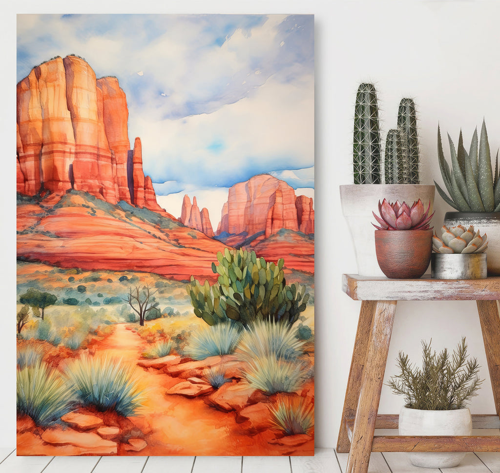 Watercolor Sedona Print Arizona Southwest Rainbow Wall Art Landscape Art Gift Desert Home Western Decor