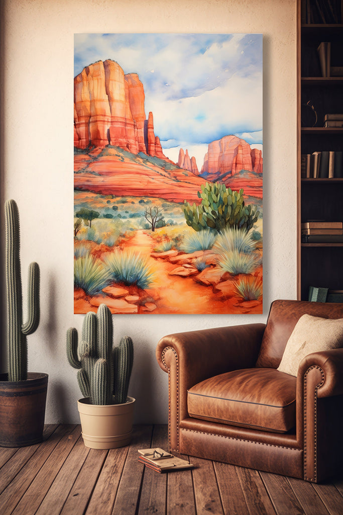 Watercolor Sedona Print Arizona Southwest Rainbow Wall Art Landscape Art Gift Desert Home Western Decor