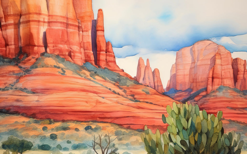 Watercolor Sedona Print Arizona Southwest Rainbow Wall Art Landscape Art Gift Desert Home Western Decor