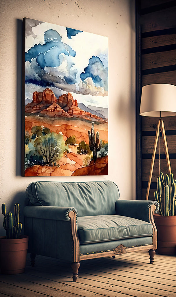 Watercolor Sedona Print Arizona Southwest Rainbow Wall Art Landscape Art Gift Desert Home Western Decor