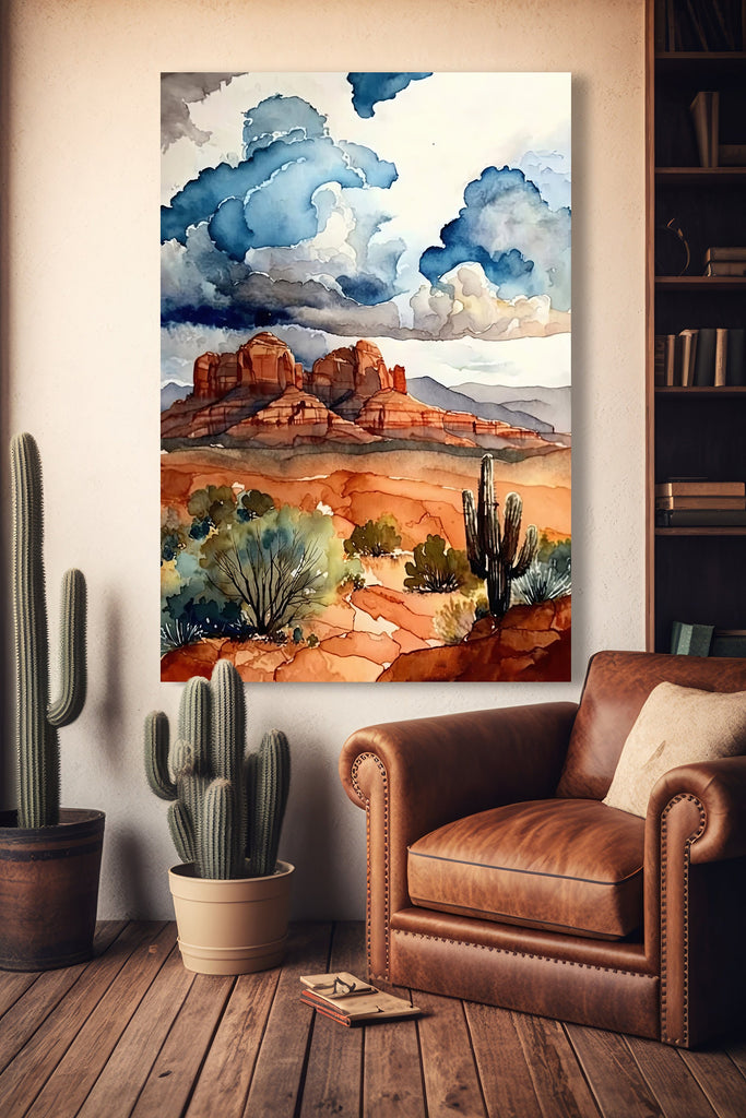 Watercolor Sedona Print Arizona Southwest Rainbow Wall Art Landscape Art Gift Desert Home Western Decor