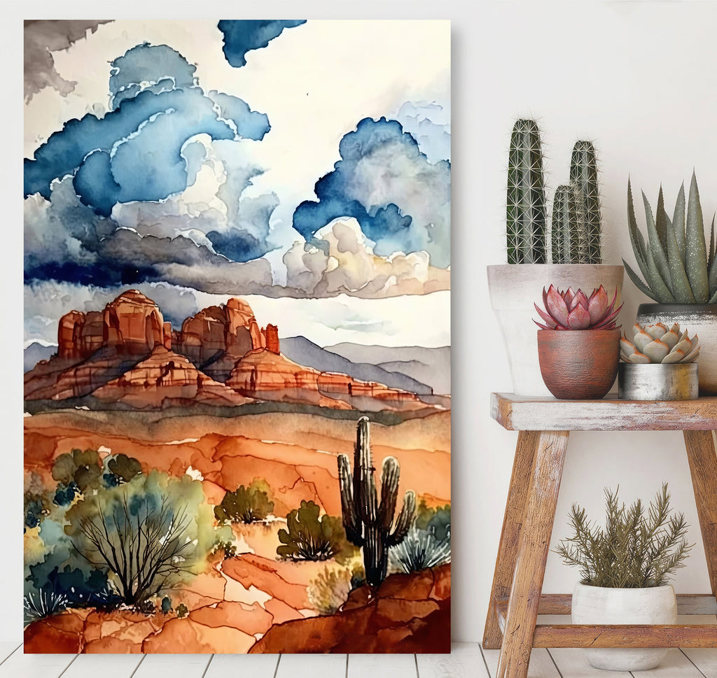 Watercolor Sedona Print Arizona Southwest Rainbow Wall Art Landscape Art Gift Desert Home Western Decor