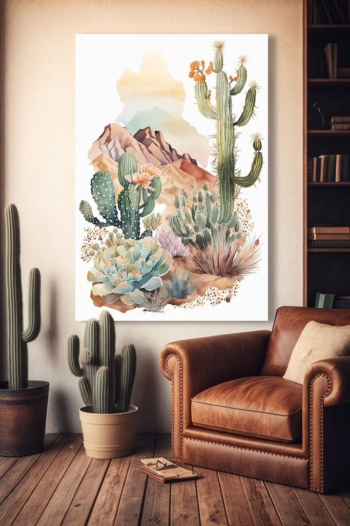 Desert Landscape Print Colorful Watercolor Wall Art Southwest Gift Saguaro Cactus Beautiful Nature Home Decor