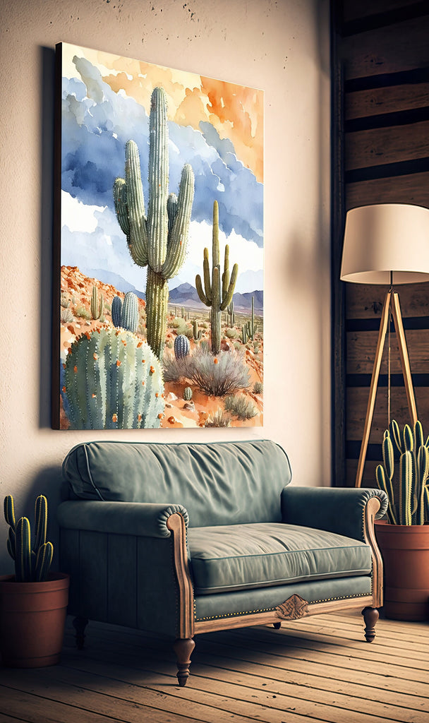 Desert Landscape Print Colorful Watercolor Wall Art Southwest Gift Saguaro Cactus Beautiful Nature Home Decor