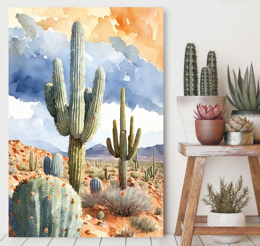 Desert Landscape Print Colorful Watercolor Wall Art Southwest Gift Saguaro Cactus Beautiful Nature Home Decor