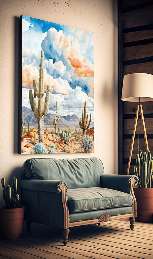 Desert Landscape Print Colorful Watercolor Wall Art Southwest Gift Saguaro Cactus Beautiful Nature Home Decor