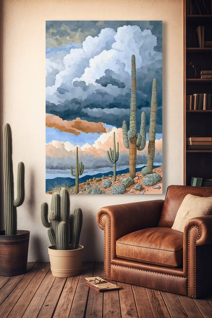 Desert Landscape Print Colorful Watercolor Wall Art Southwest Gift Saguaro Cactus Beautiful Nature Home Decor