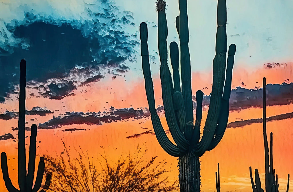 Desert Sunset Print Colorful Watercolor Wall Art Southwest Landscape Gift Saguaro Cactus Beautiful Nature Home Decor